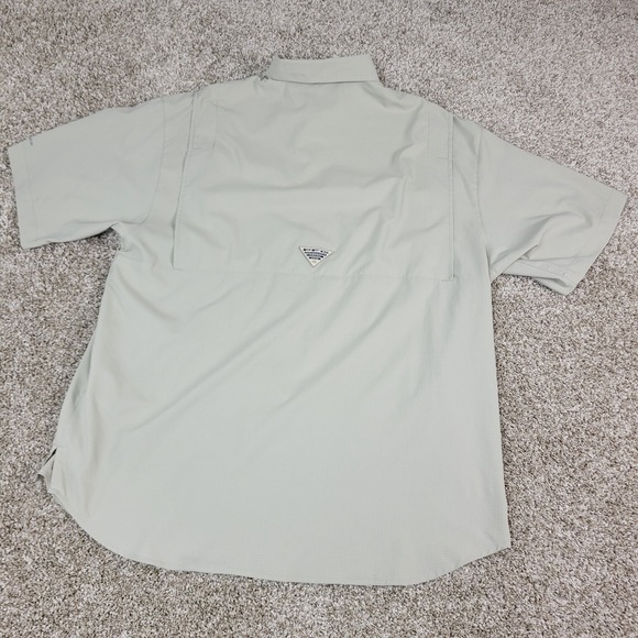 Columbia PFG Omni Shade Mens Large Beige Vented Button Down Short Sleeve - Picture 3 of 6